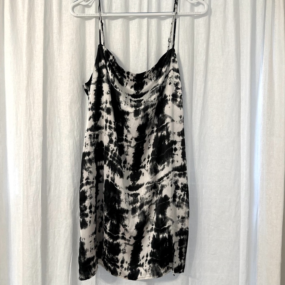 Garage Black and White Tie-Dye Slip Dress